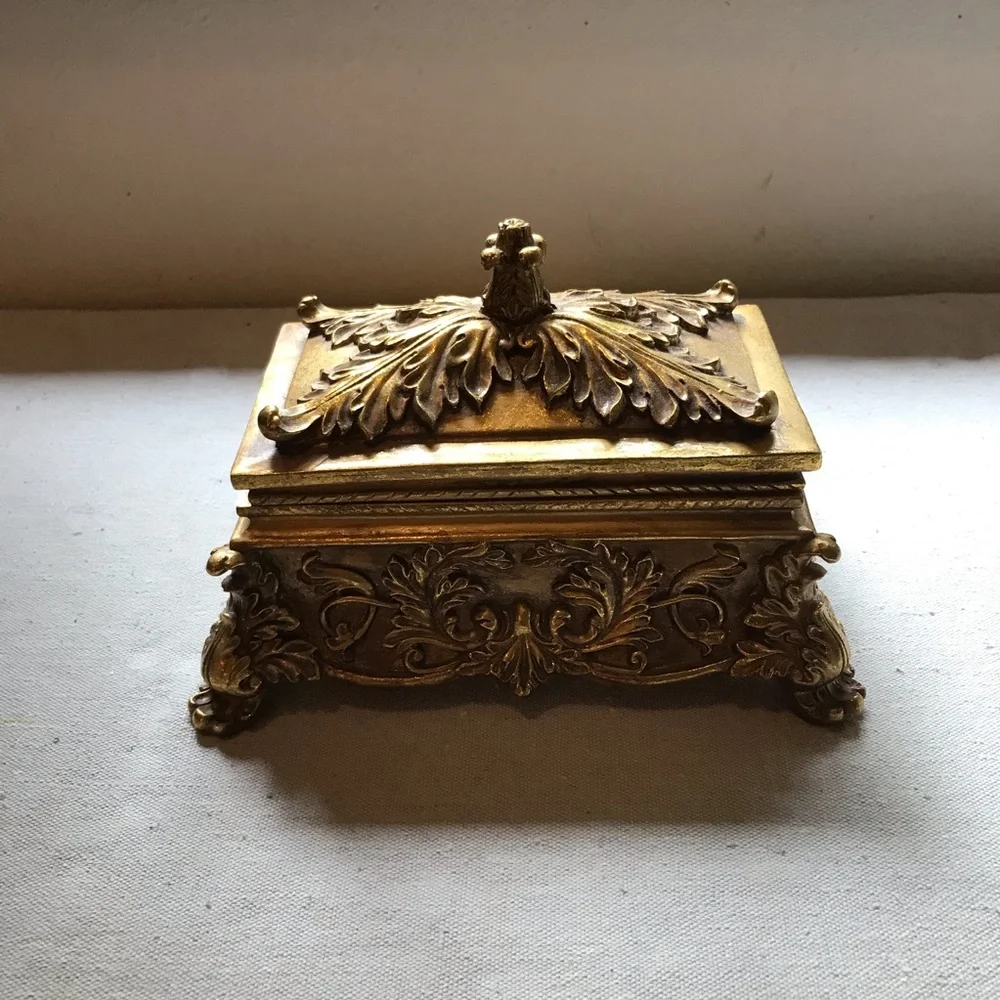 Ornate Baroque Gilded Gold Trinket Jewelry Box - Marie Antoinette Maximalist